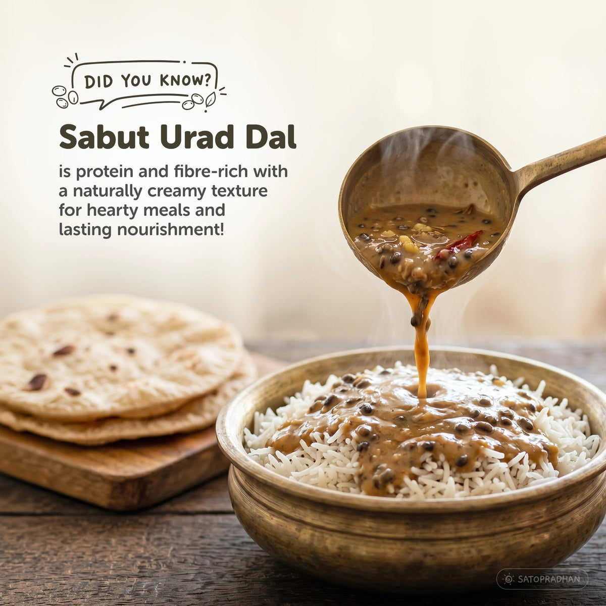 Unpolished Urad Dal 800g - Organic Whole Black Gram - Sabut Kali Dal - Satopradhan