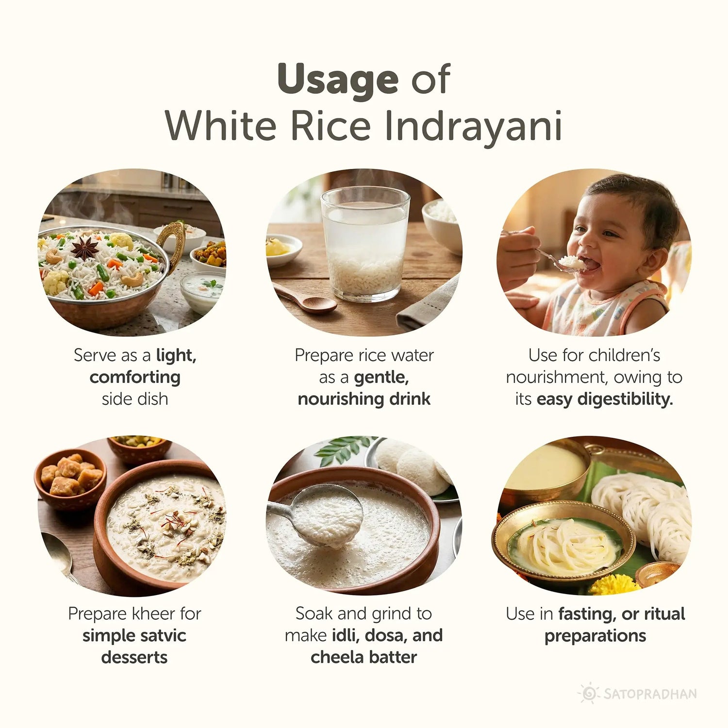White Rice Indrayani – Choose from 800g or 4.8kg – Organic, Natural & Aromatic - Light & Easy-to-Digest Polished Short-Grain White Rice - Satopradhan