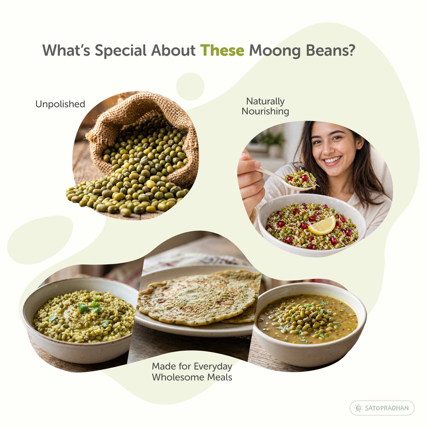Whole Green Moong (Sabut) 800g – Organic, Desi, Unpolished - Satopradhan