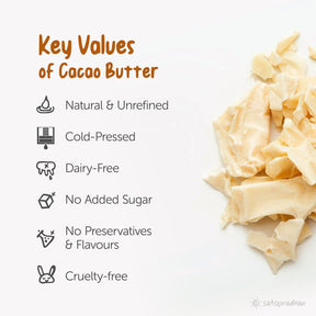Cacao Butter - Organic & Cold Pressed 200g -Extracted from Raw Cacao Beans with Distinct Aroma & Flavour - Satopradhan