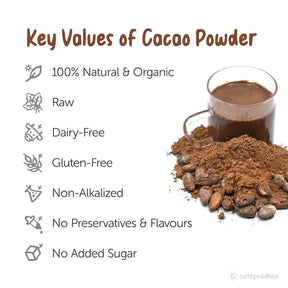 Cacao Powder -100% Natural, Raw & Organic, 200g & 700g -Unsweetened & Non Alkalised without Artificial Flavours/Colors or Preservatives - Satopradhan