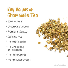 Chamomile Tea - Organic & Naturally Shade Dried Aromatic Flowers 50g - Sugar free & Caffeine free without Preservatives or Artificial Flavours - Satopradhan