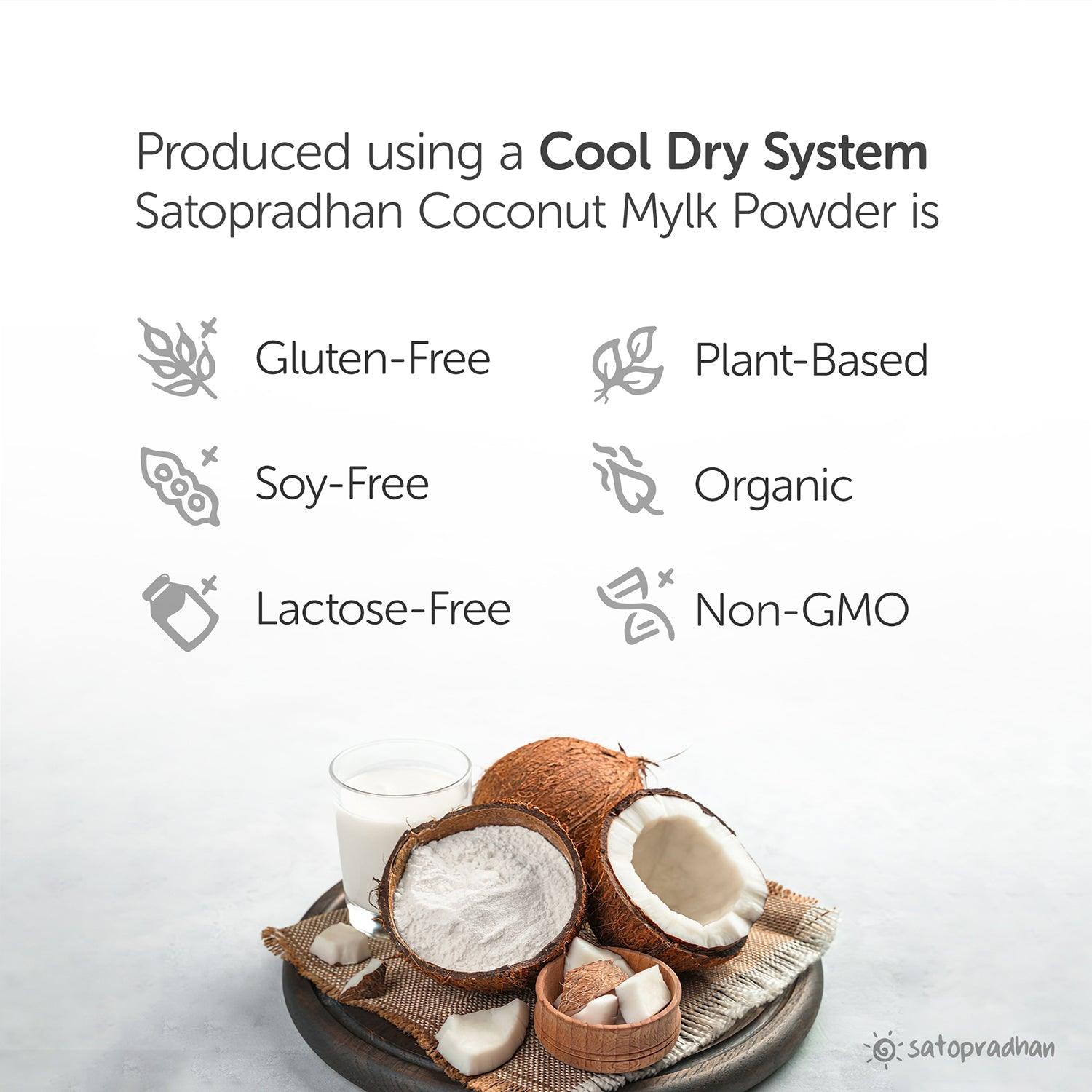 Coconut Mylk Powder 200g -100% Vegan & Pure | No Added Sugar or Flavour | Maltodextrin-Free. - Satopradhan