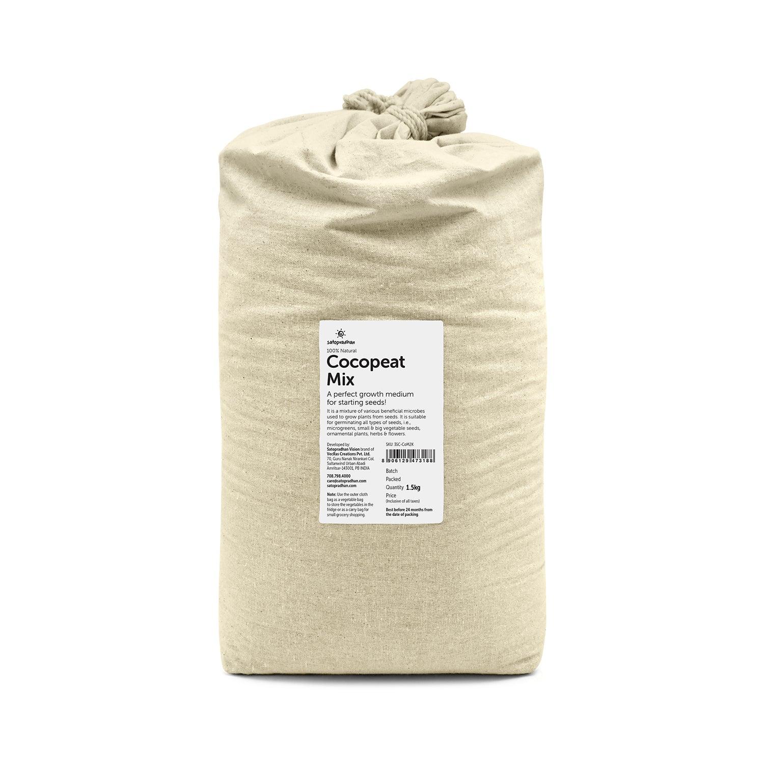 Cocopeat Mix - 1.5 kg | Expanded, Fully Dried & Cleaned | Ready-to-use organic soilless mixture - Satopradhan