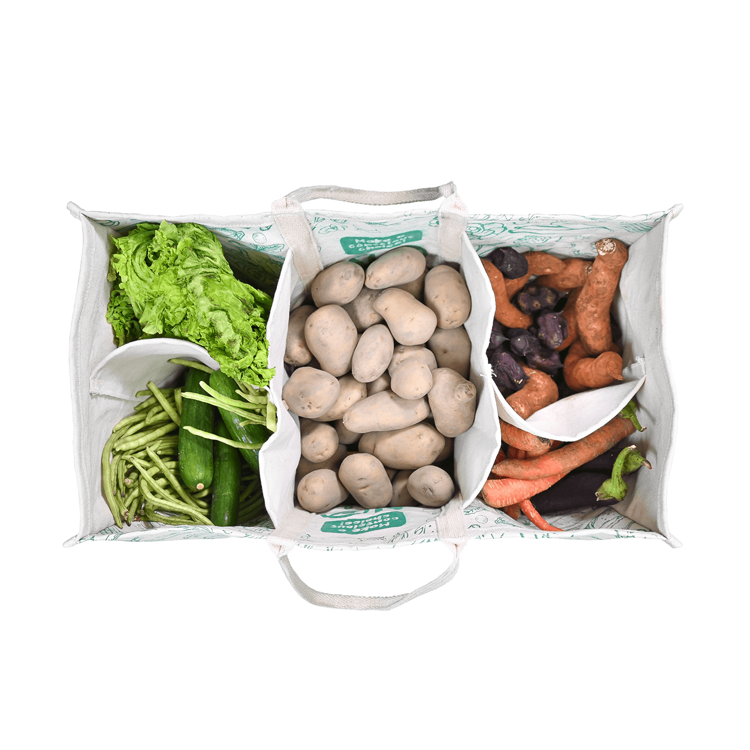 Grocery Bag made with Heavy Duty Canvas Cloth - Thoughtfully designed, reusable shopping bag with two printed sides - Satopradhan