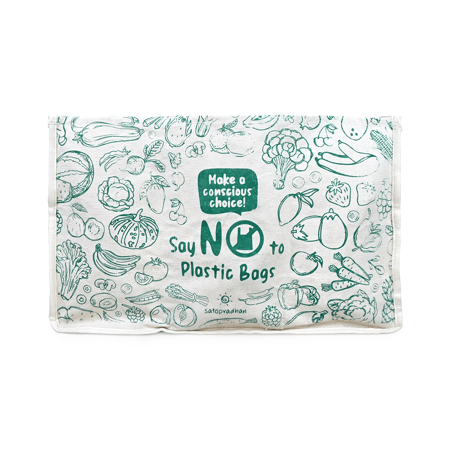 Grocery Bag made with Heavy Duty Canvas Cloth - Thoughtfully designed, reusable shopping bag with two printed sides - Satopradhan