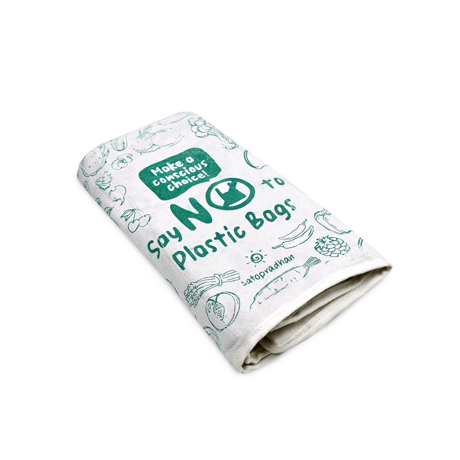 Grocery Bag made with Heavy Duty Canvas Cloth - Thoughtfully designed, reusable shopping bag with two printed sides - Satopradhan