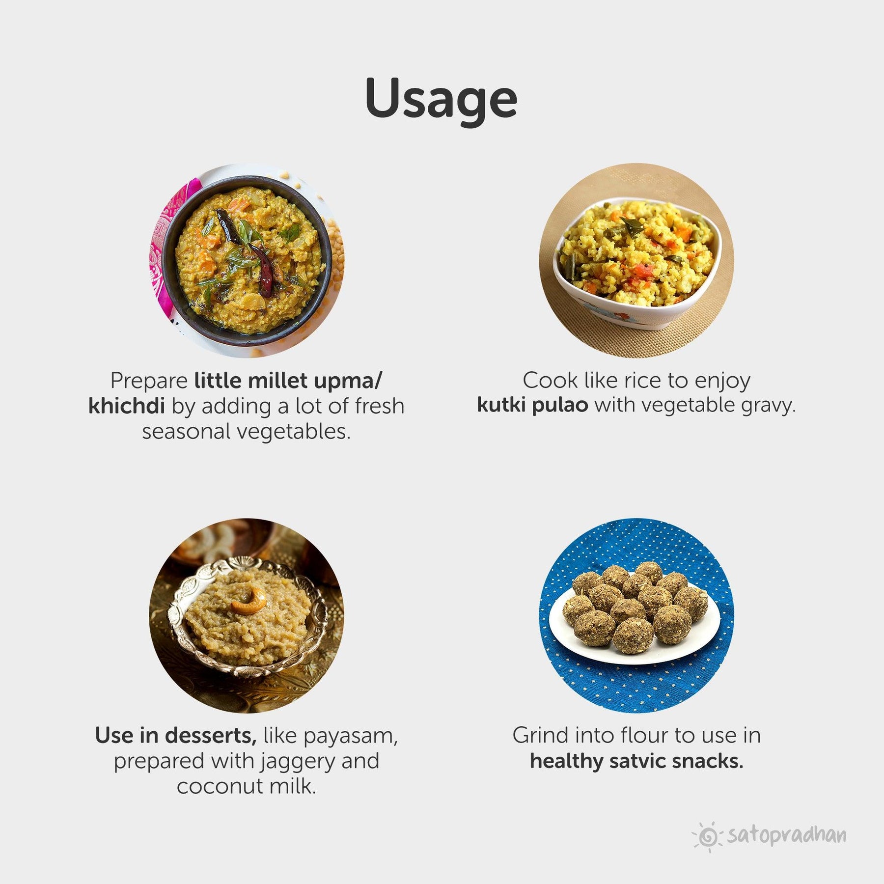Little Millet - Kutki/ Samai 800g - Natural, Organic & Unpolished - Gluten free and Wholesome Grain | Sama Rice | Fasting Food - Satopradhan