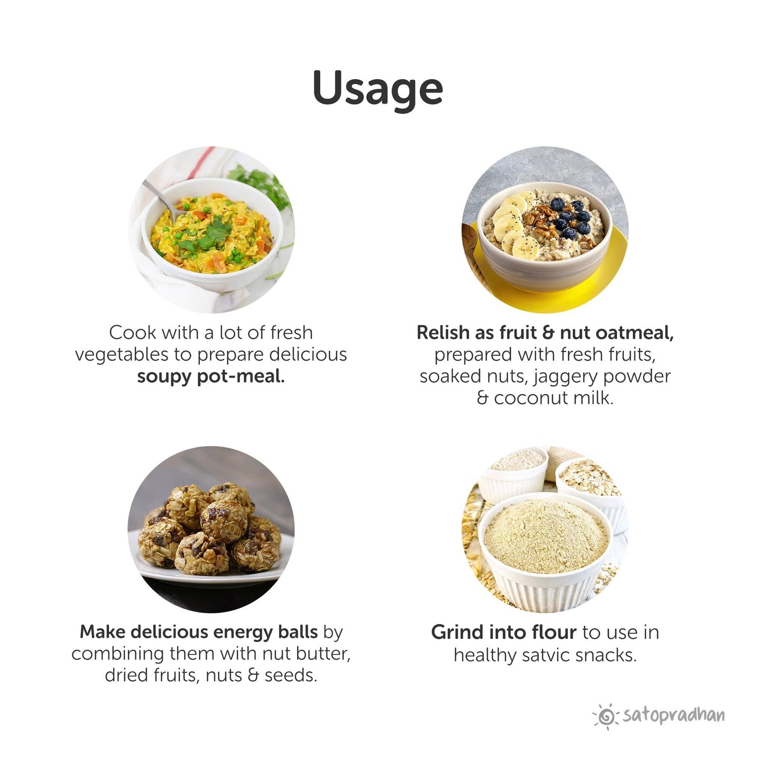 Oats Rolled - Old Fashioned in 600g pack - Organic, Gluten-free & Wholesome - Superior Quality Grains without Preservatives - Satopradhan