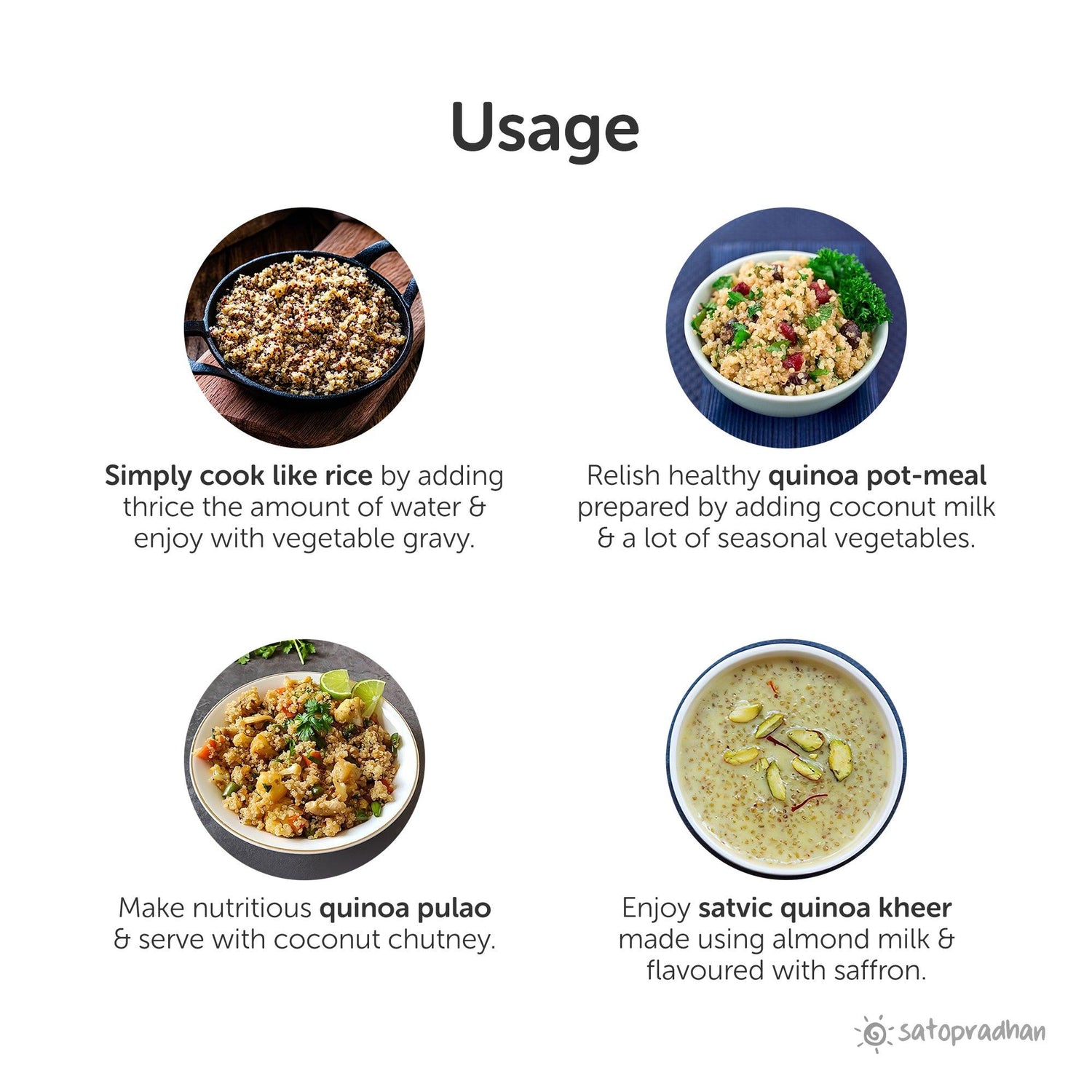 Quinoa White - Organic & Wholesome 800g-Saponin free - Premium Quality Unrefined Grains without Preservatives - Satopradhan