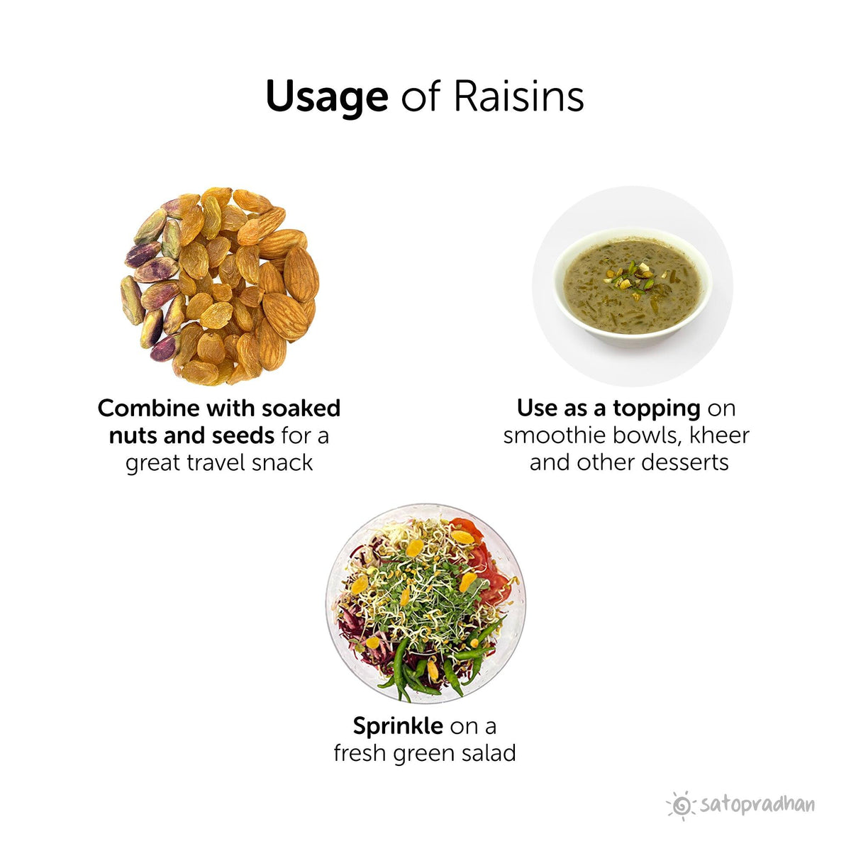 Raisins Golden - Dried Grapes, Kishmish 200g - Natural Sweetener with No Sugar, Artificial Flavours/Colors or Chemical Preservatives - Satopradhan