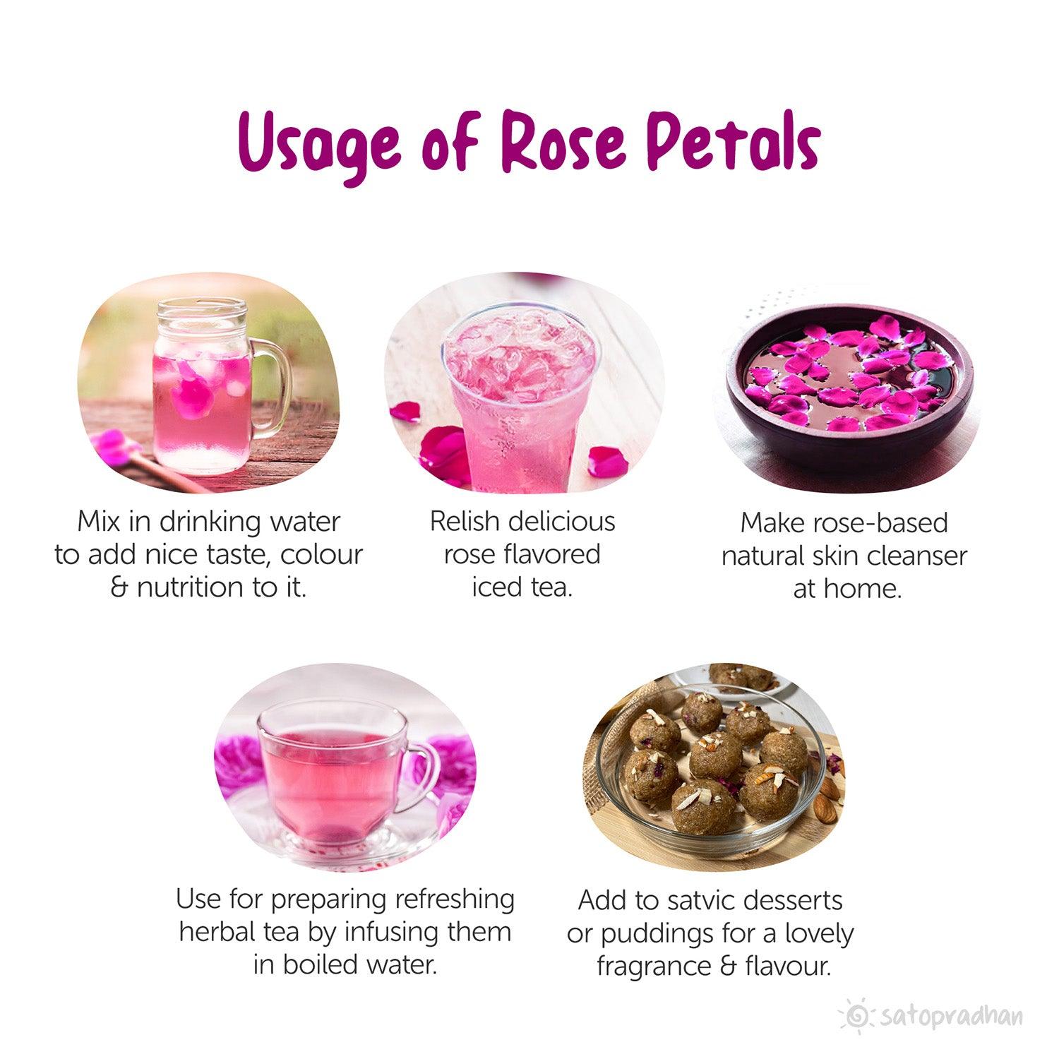 Rose Petals Dried 50g - Pure & Natural Edible Flower - Organically Grown Shade Dried petals without Chemicals