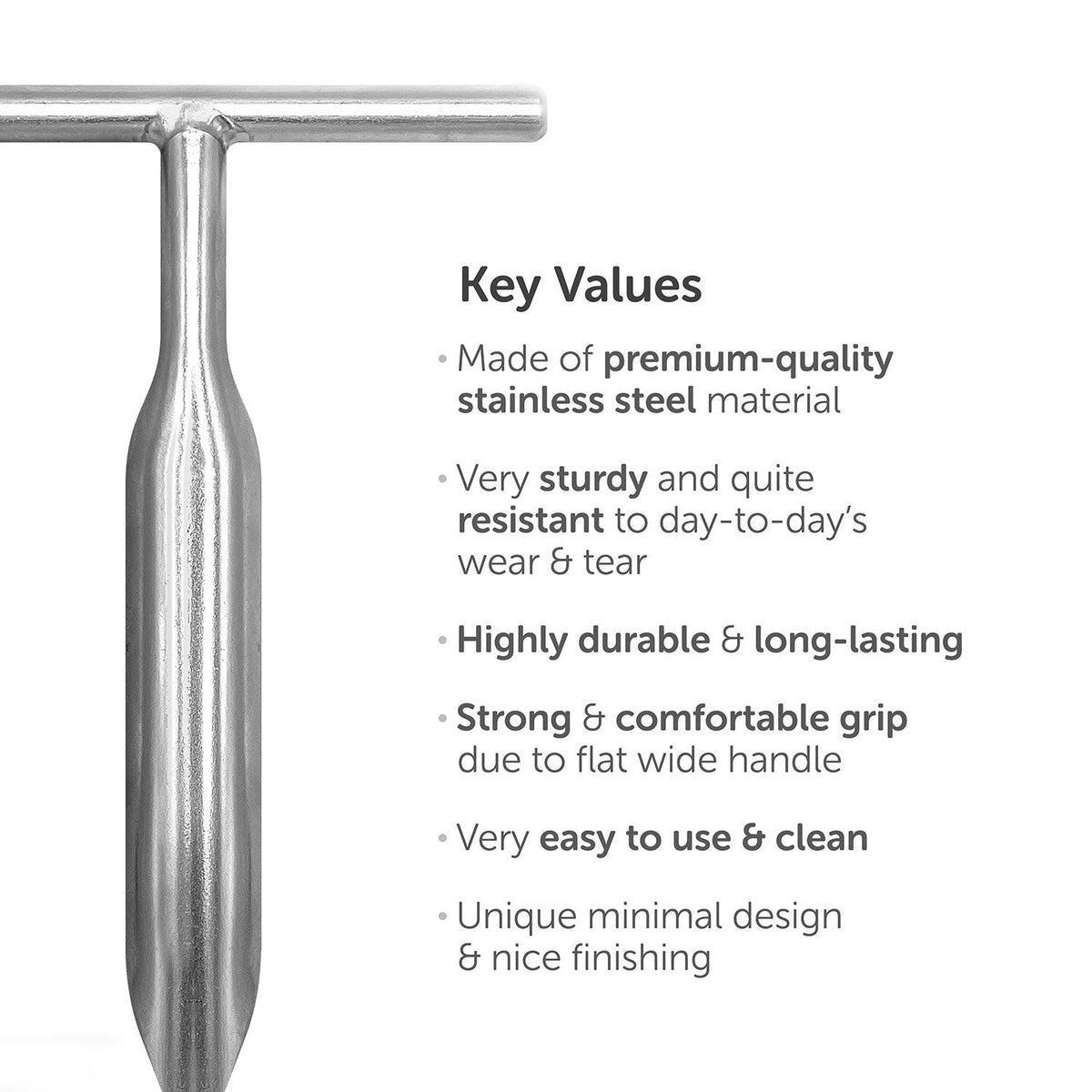 premuim quality steel, sturdy, long-lasting, easy to use, unique minimal design