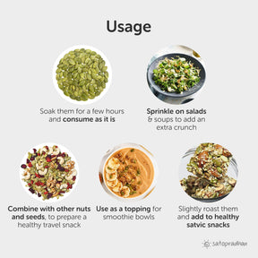 consume as it is, sprinkle on salads, combine with other nuts and seeds, use as a topping, add to healthy snacks